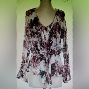 IRO Abstract Floral Print Blouse - Red and Black